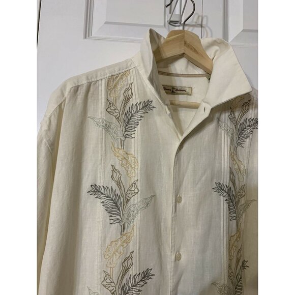 Tommy Bahama Men’s Sz L Linen/Tencel Lyocell Blend Tropical Short Sleeve Shirt - Picture 4 of 7